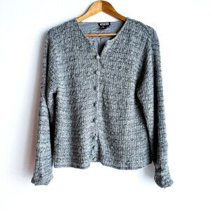 Vintage 90s Gray wool Fully Beaded Cardigan M